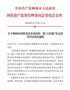 公司4個(gè)黨支部獲評(píng)為柳州市國資委黨委系統(tǒng)第二批五星級(jí)黨支部